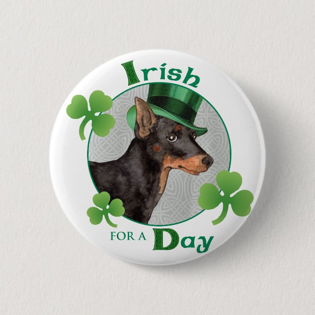 Badge Rond 5 Cm St. Patrick's Day Toy Manchester Terrier (Devant)