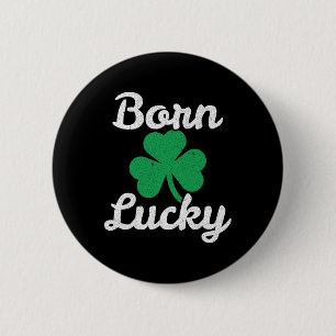 Badge Rond 5 Cm St Patricks Né Chanceux Descendant Irlandais Lutin