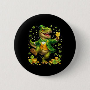 Badge Rond 5 Cm St Pattys Dinosaure portant un Smoking Saint Irlan