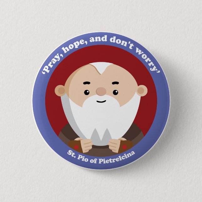 Badge Rond 5 Cm St Pio de Pietrelcina (Devant)