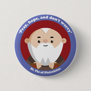 Badge Rond 5 Cm St Pio de Pietrelcina