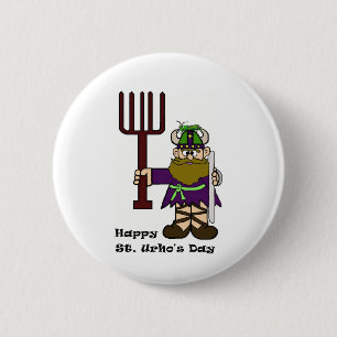 Badge Rond 5 Cm St Urho avec une sauterelle sur le bouton de