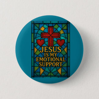 Badge Rond 5 Cm Stained Glass Jesus Christian Gift
