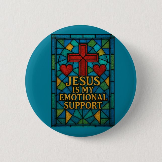 Badge Rond 5 Cm Stained Glass Jesus Christian Gift (Devant)