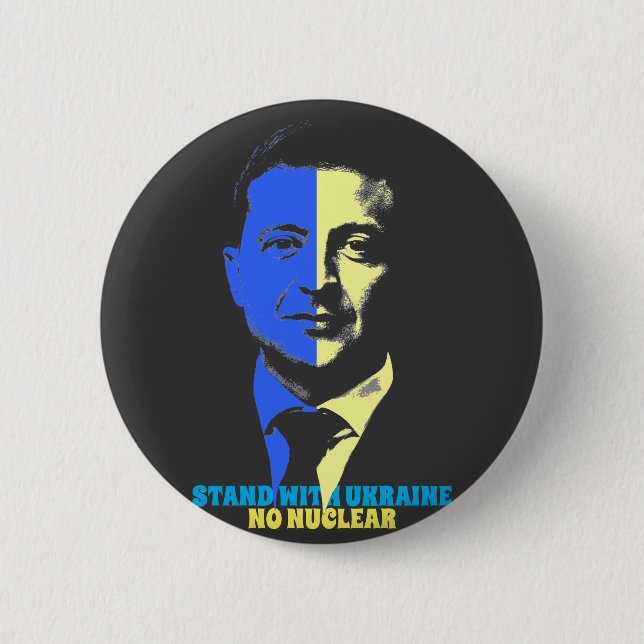 BADGE ROND 5 CM STAND WITH UKRAINE BUTTON (Devant)