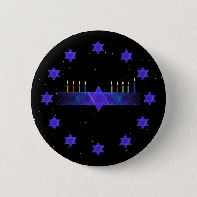 Badge Rond 5 Cm Star Bar Menorah (Devant)