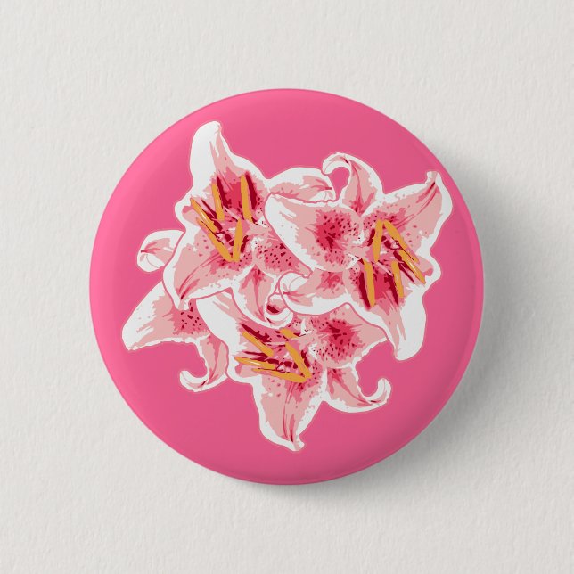 Badge Rond 5 Cm Stargazer Lilies (Devant)