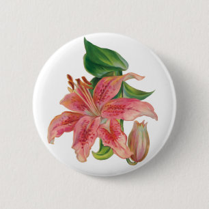 Badge Rond 5 Cm Stargazer Lily