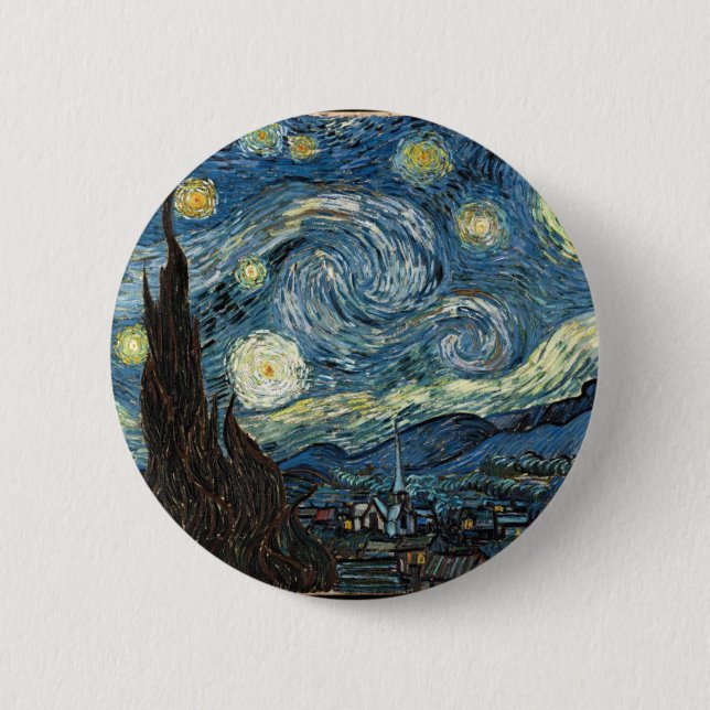 Badge Rond 5 Cm Starry Night by Vincent Van Gogh (Devant)