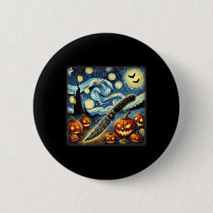 Badge Rond 5 Cm Starry Night Knife Chef Halloween