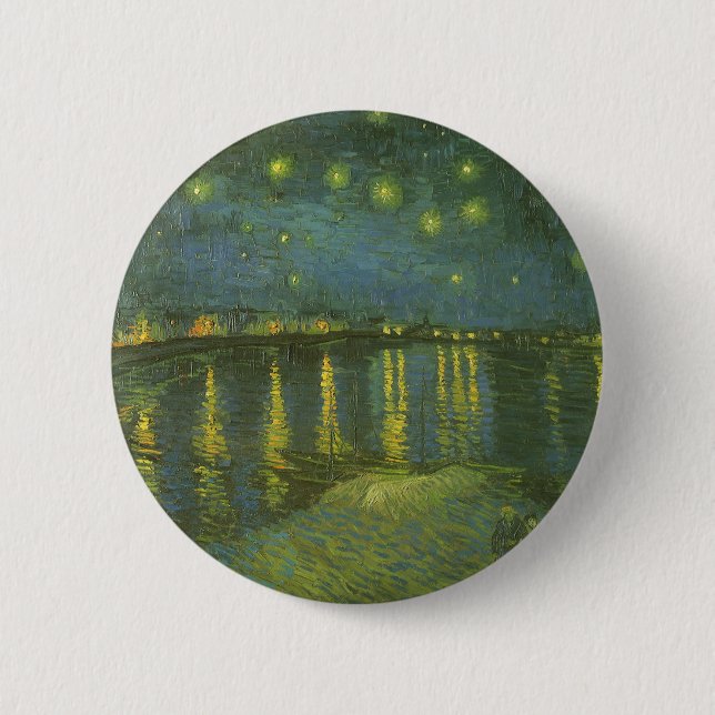 Badge Rond 5 Cm Starry Night Over the Rhone par Vincent van Gogh (Devant)