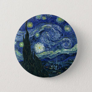 Badge Rond 5 Cm Starry Night Vincent van Gogh Peinture artistique