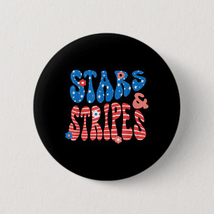 Badge Rond 5 Cm Stars and Stripes Jour de l'Indépendance Patriotiq