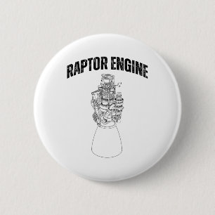 Badge Rond 5 Cm Starship Raptor Engine For Space Explorateurs &