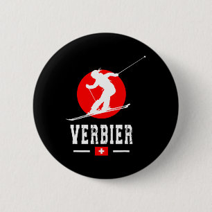 Badge Rond 5 Cm Station de ski de Verbier Alpes Montagnes suisses
