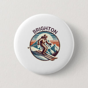 Badge Rond 5 Cm Station de ski d'hiver Retro Vintage Brighton Utah