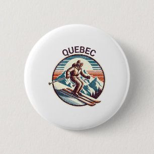 Badge Rond 5 Cm Station de ski d'hiver Retro Vintage Québec Canada