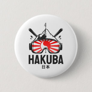 Badge Rond 5 Cm Station de ski Haku Japon Ski rétro