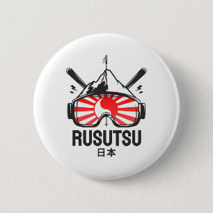 Badge Rond 5 Cm Station de ski Rusutsu Japon Ski Rétro