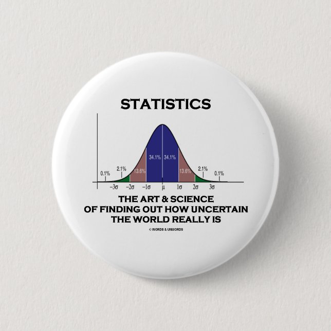 Badge Rond 5 Cm Statistiques l'art et la Science de découvrir la (Devant)