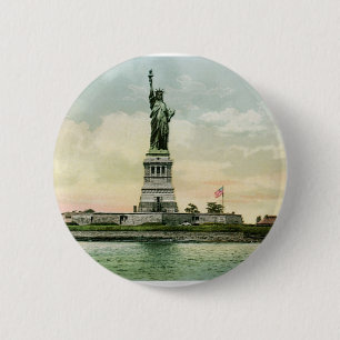 Badge Rond 5 Cm "Statue affiche vintage de liberté". New York.