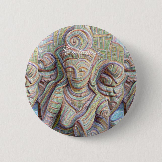 Badge Rond 5 Cm statue de bouddha mosaïque (Devant)