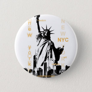 Badge Rond 5 Cm Statue de la Liberté de New York City Ny Nyc