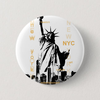 Badge Rond 5 Cm Statue de la Liberté de New York City Ny Nyc