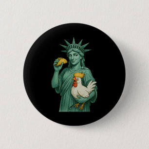 Badge Rond 5 Cm Statue De La Liberté Drôle Patriotique Allons-y Ta