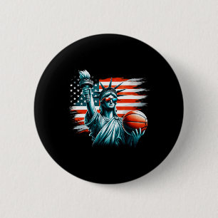 Badge Rond 5 Cm Statue de la Liberté Jour de l'Indépendance 4 Juil