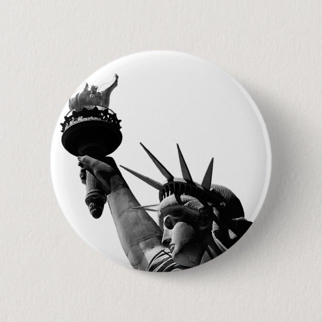 Badge Rond 5 Cm Statue de la Liberté Noir & Blanc (Devant)