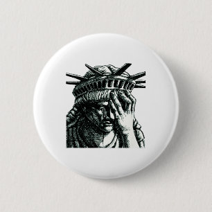 Badge Rond 5 Cm Statue De La Liberté Pleurant Anti Trump Ne Résist
