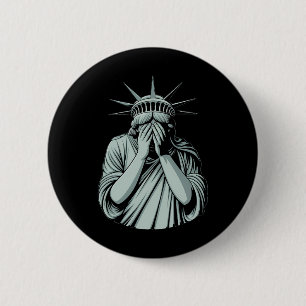 Badge Rond 5 Cm Statue de la Liberté Triste Amérique 