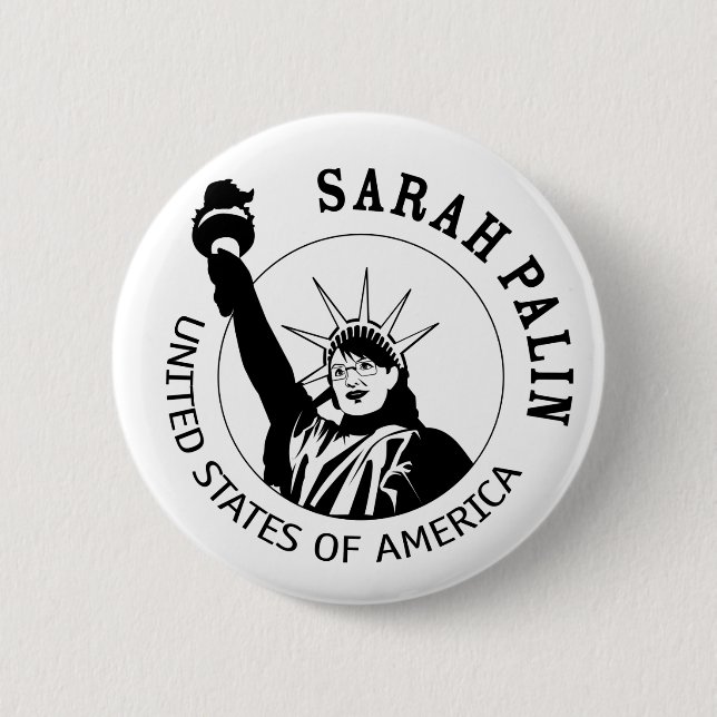 Badge Rond 5 Cm Statue de Sarah Palin de la liberté (Devant)