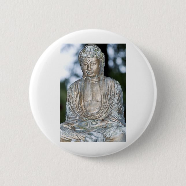 Badge Rond 5 Cm Statue du Bouddha d'or (Devant)