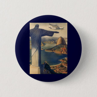 Badge Rond 5 Cm Statue du Christ Rédempteur, Rio De Janeiro, Brési