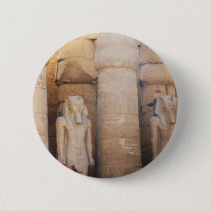 Badge Rond 5 Cm Statue du pharaon Ramses II, le temple de Louxor