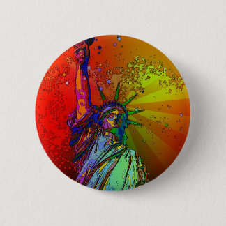 Badge Rond 5 Cm Statue en couleur arc-en-ciel psychédélique NYC de