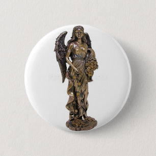 BADGE ROND 5 CM STATUE GRECQUE DE DAME FORTUNA