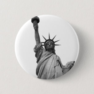 Badge Rond 5 Cm Statue noire et blanche de la Liberté