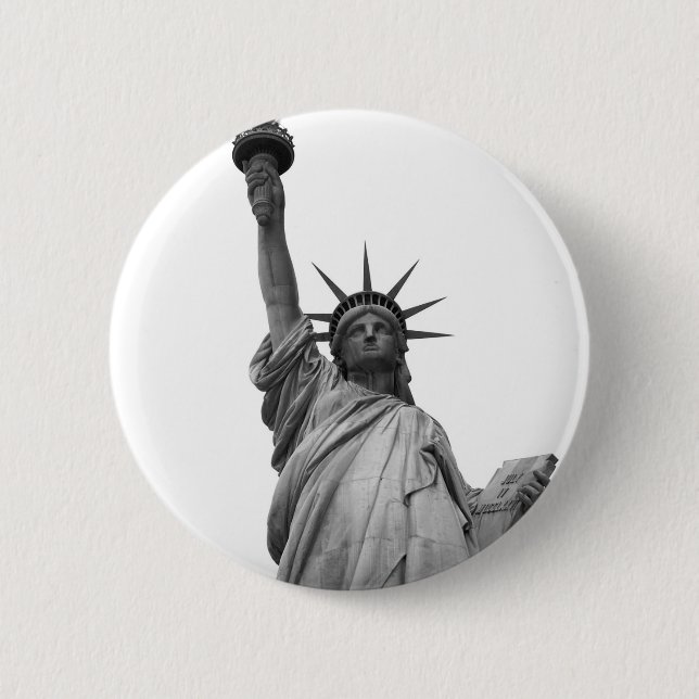 Badge Rond 5 Cm Statue noire et blanche de la Liberté (Devant)
