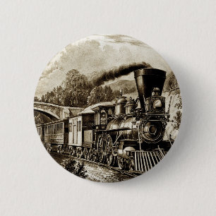 Badge Rond 5 Cm Steam engine locomotive history