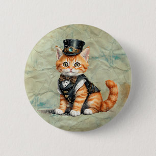 Badge Rond 5 Cm Steampunk Chat : Gothic Kitty Art Pour Amoureux de