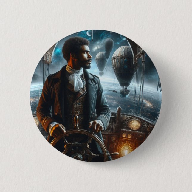 Badge Rond 5 Cm Steampunk Vintage Victorian Space (Devant)