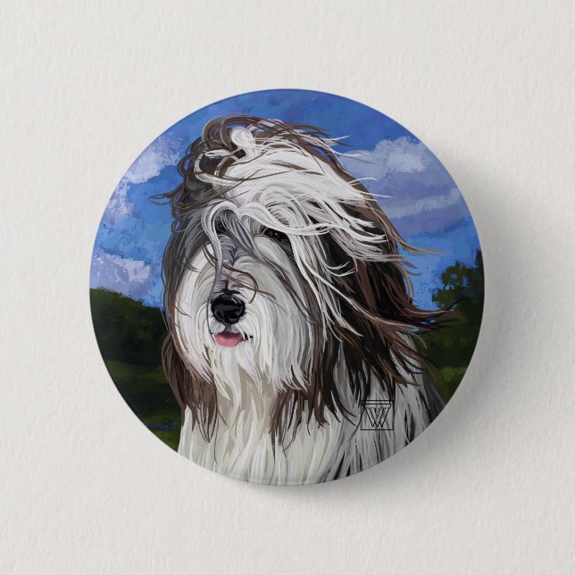 Badge Rond 5 Cm Stella le chien de berger anglais (Devant)