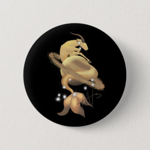 Badge Rond 5 Cm Stellar Capricorn Saturn Zodiac