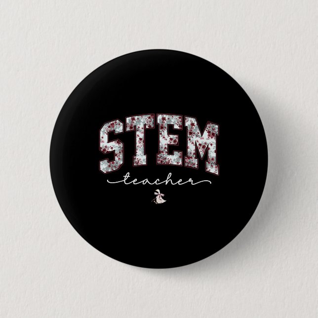 Badge Rond 5 Cm Stem Science Technology Engineering Math Teacher V (Devant)