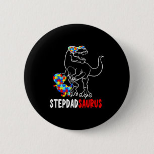 Badge Rond 5 Cm Stepdadsaurus T Rex Dinosaure Autisme Sensibilisat