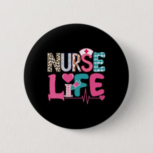 Badge Rond 5 Cm Stéthoscope d'amour Vie d'infirmière Saint-Valenti