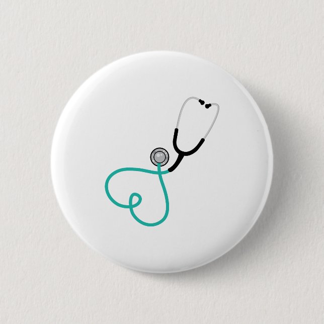 Badge Rond 5 Cm Stéthoscope de coeur (Devant)